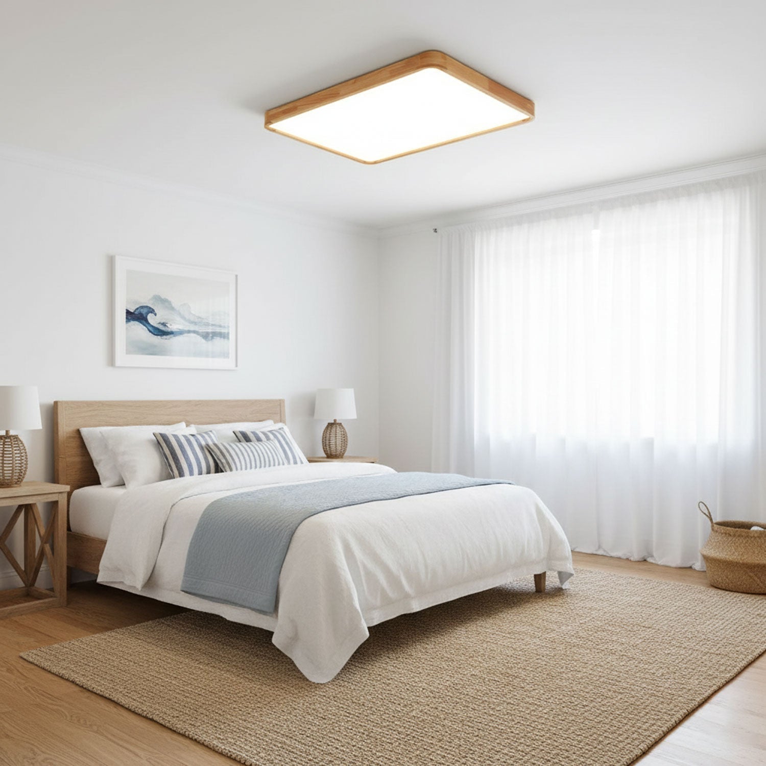 Wooden Geometric Ceiling Light 23.6 in LED Adjustable Wood Indoor Lamp | Thomler