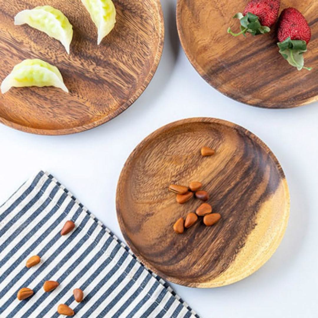 Bamboo Round Serving Plates – Sustainable Wood Tableware for Everyday Meals & Appetizers | Thomler
