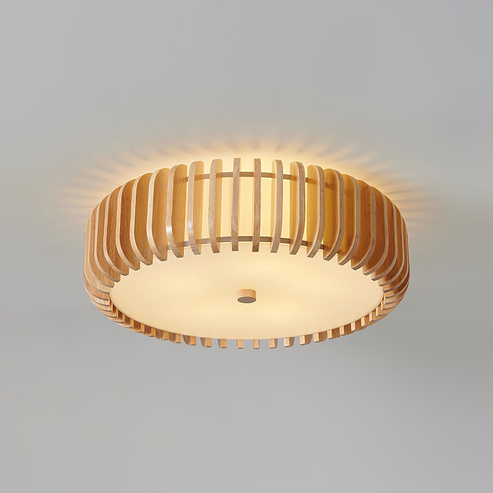 Flush Mount Ceiling Light Wood 19.7 in Indoor Dining Living Room Soft White Acrylic Modern Fixture | Thomler