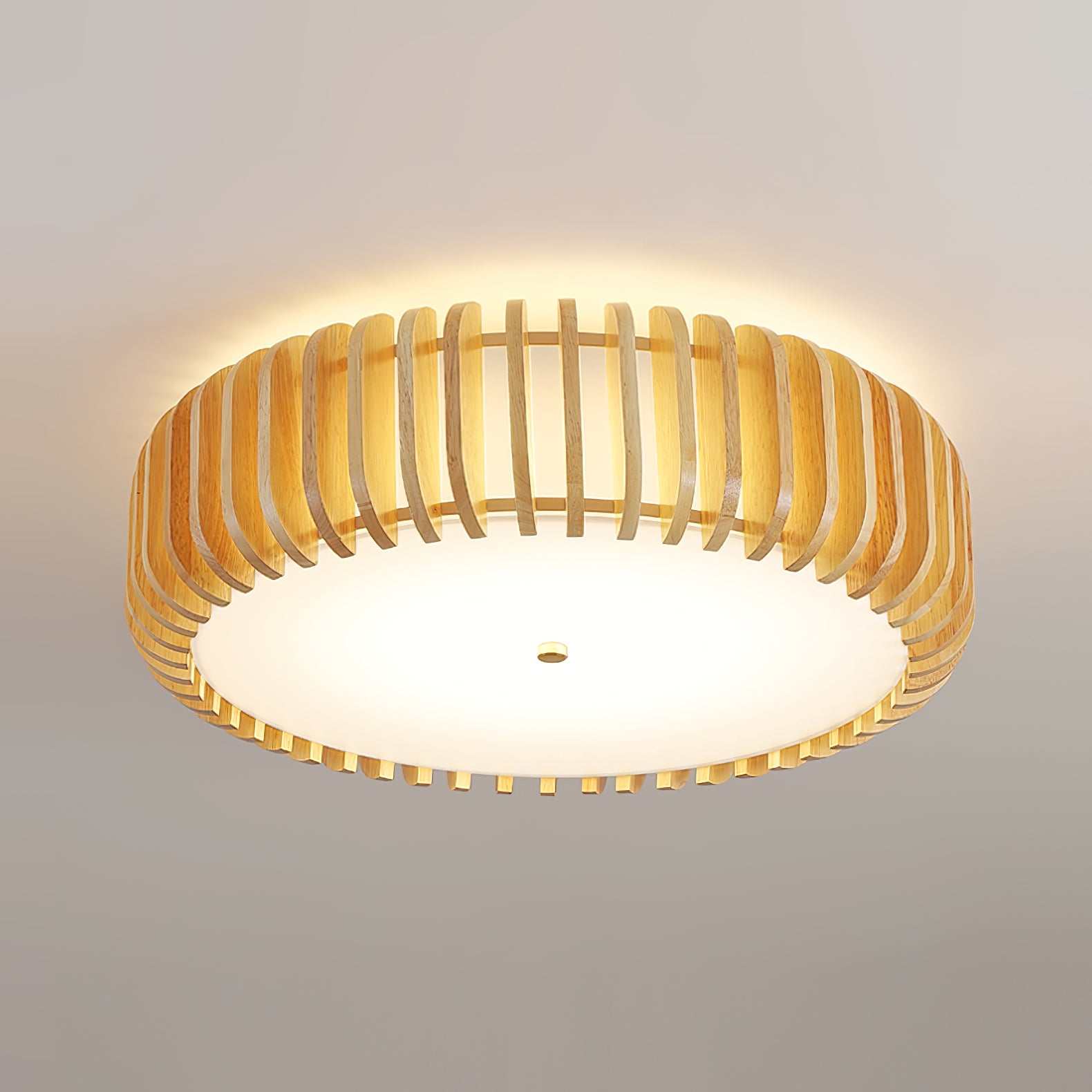 Flush Mount Ceiling Light Wood 19.7 in Indoor Dining Living Room Soft White Acrylic Modern Fixture | Thomler