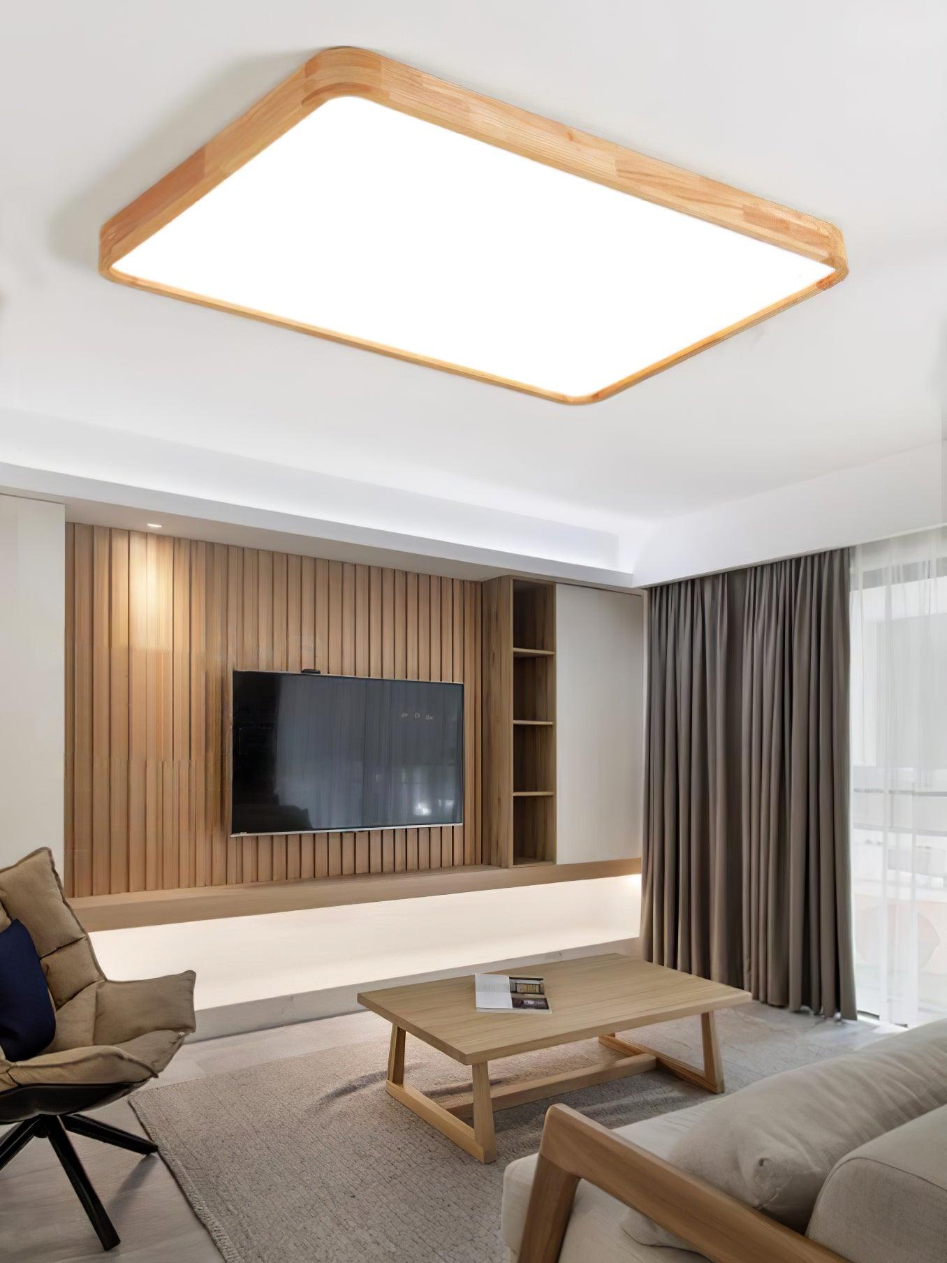 Wooden Geometric Ceiling Light 23.6 in LED Adjustable Wood Indoor Lamp | Thomler