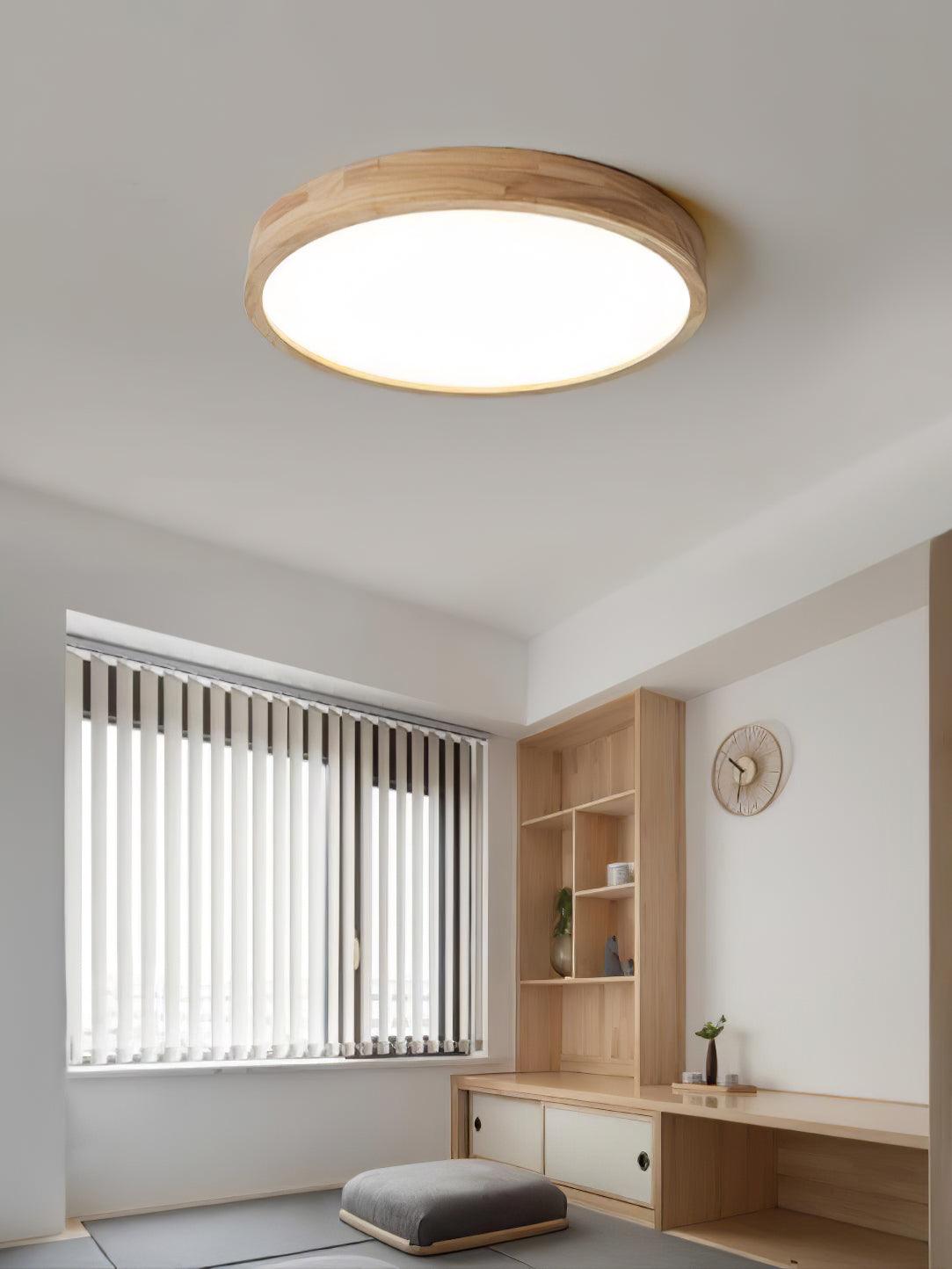 Wooden Geometric Ceiling Light 23.6 in LED Adjustable Wood Indoor Lamp | Thomler