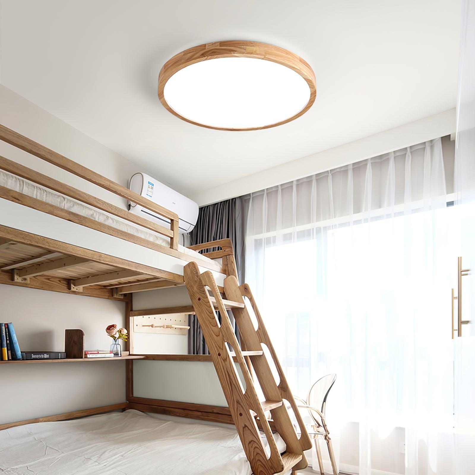 Wooden Geometric Ceiling Light 23.6 in LED Adjustable Wood Indoor Lamp | Thomler