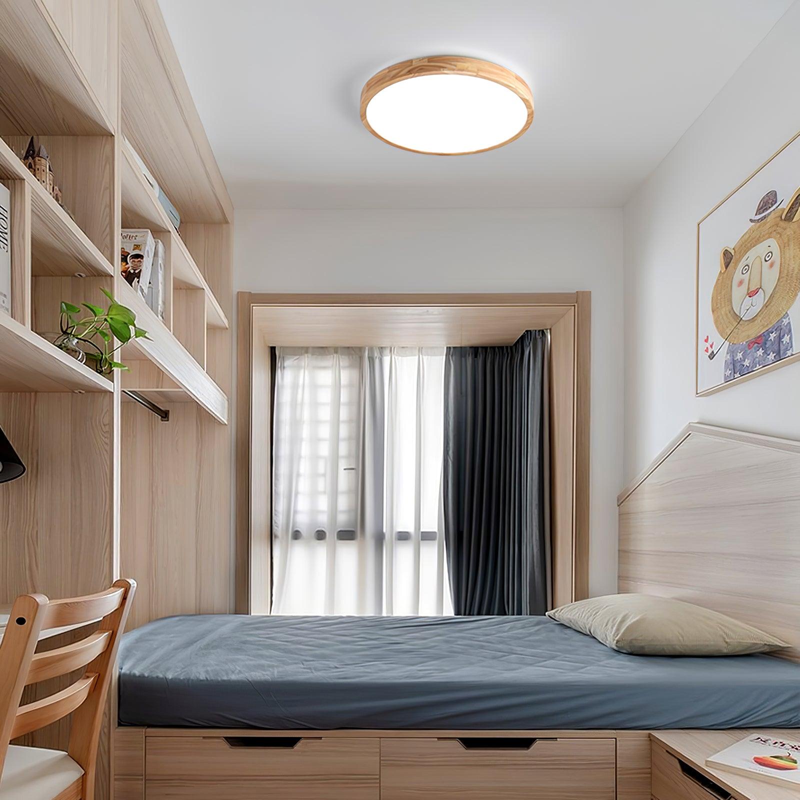 Wooden Geometric Ceiling Light 23.6 in LED Adjustable Wood Indoor Lamp | Thomler