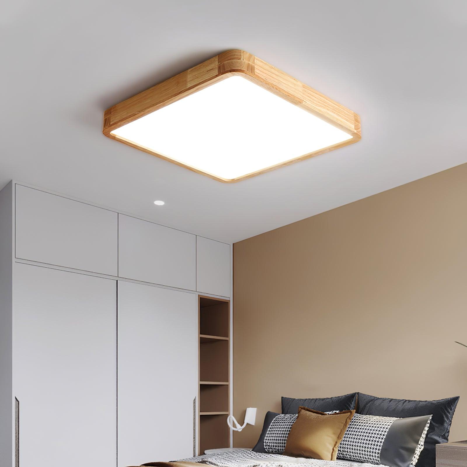 Wooden Geometric Ceiling Light 23.6 in LED Adjustable Wood Indoor Lamp | Thomler