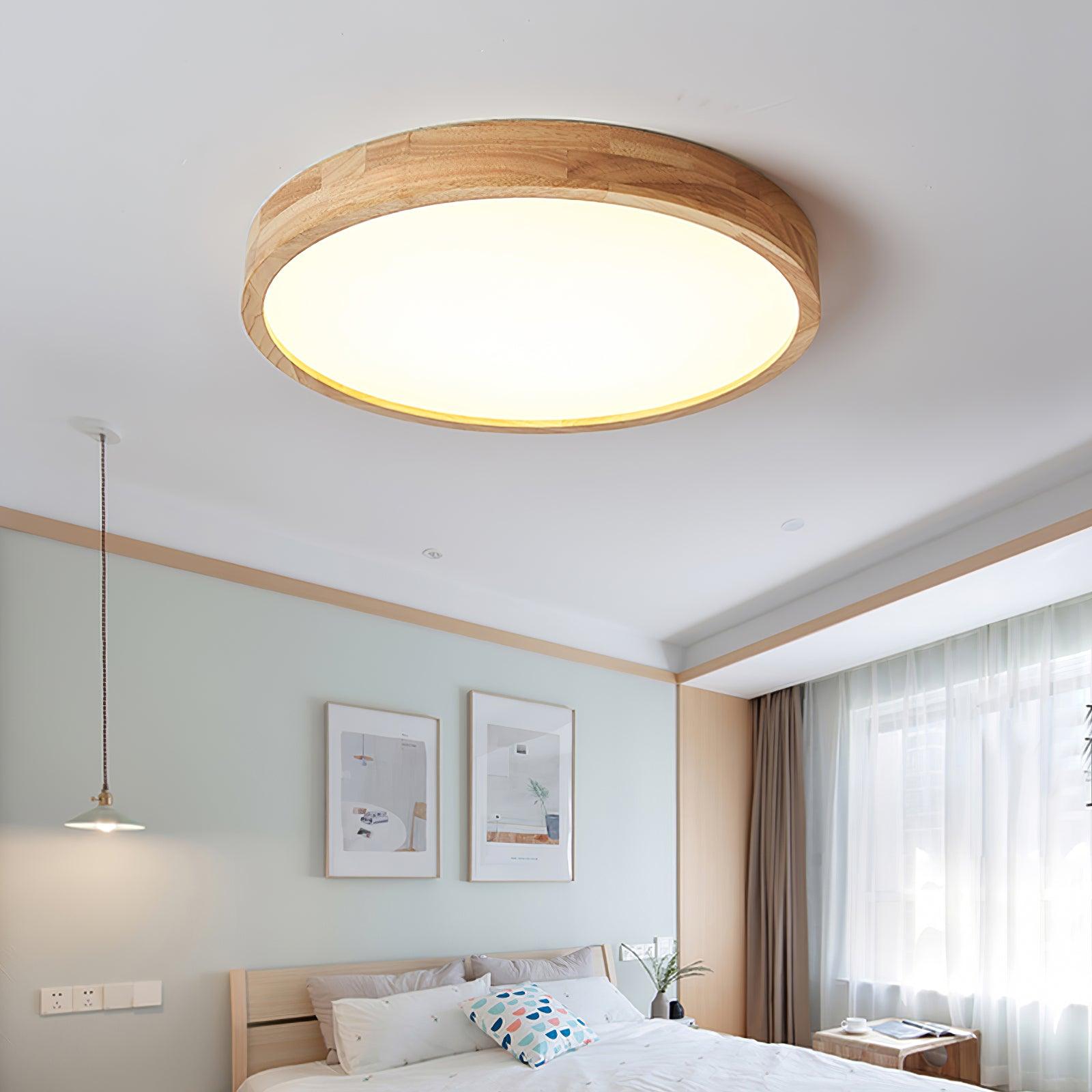 Wooden Geometric Ceiling Light 23.6 in LED Adjustable Wood Indoor Lamp | Thomler