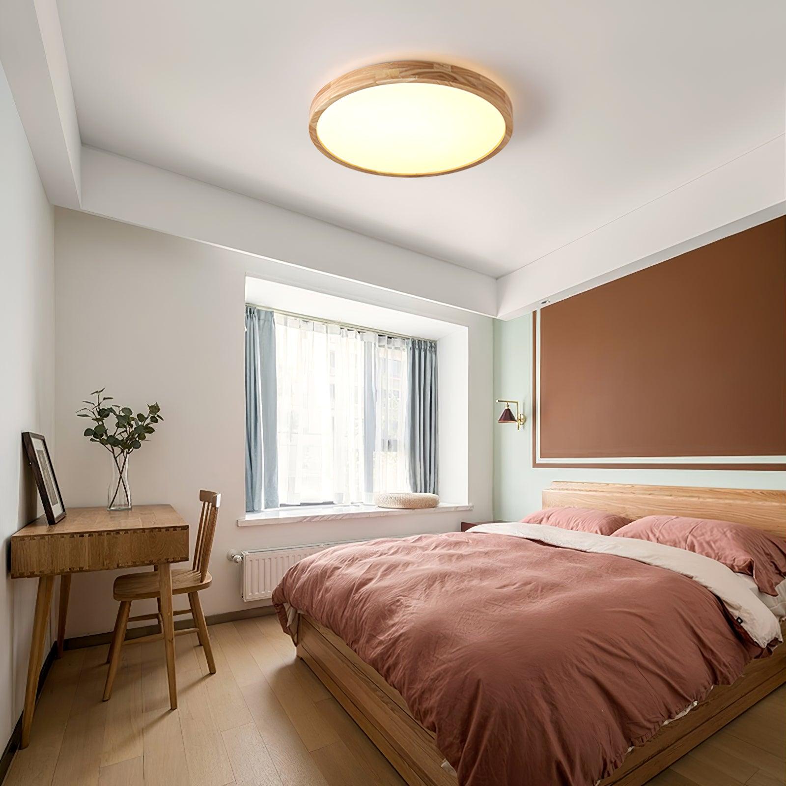 Wooden Geometric Ceiling Light 23.6 in LED Adjustable Wood Indoor Lamp | Thomler