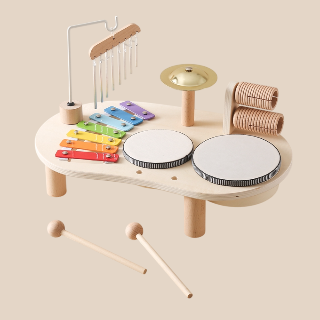 Wooden Musical Activity Table for Toddlers Multi-Instrument Play Set with Xylophone Drums Percussion Toys Early Learning Kids Music Center | Thomler
