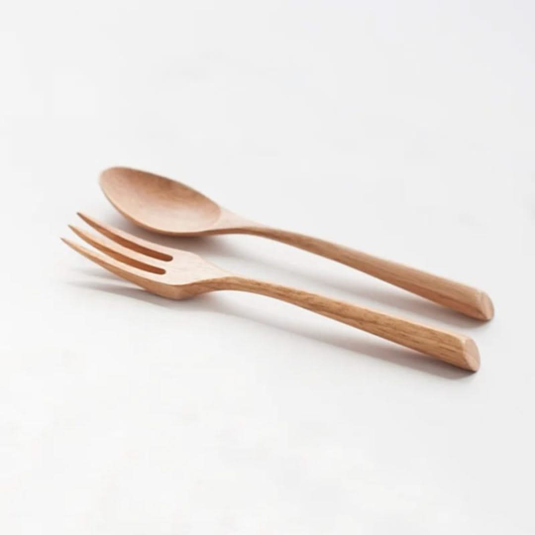 Bamboo Flatware Set – 6-Piece Reusable Utensil Kit with Spoons & Forks for Lunch, Travel & Home Dining | Thomler