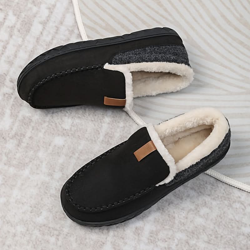 Men's Wool Loafer Slippers for Winter Indoor Comfort | Warm Fleece-Lined House Shoes Machine Washable | Thomler