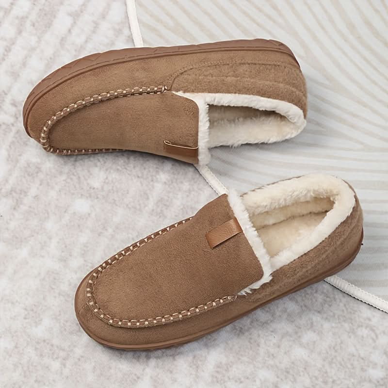 Men's Wool Loafer Slippers for Winter Indoor Comfort | Warm Fleece-Lined House Shoes Machine Washable | Thomler