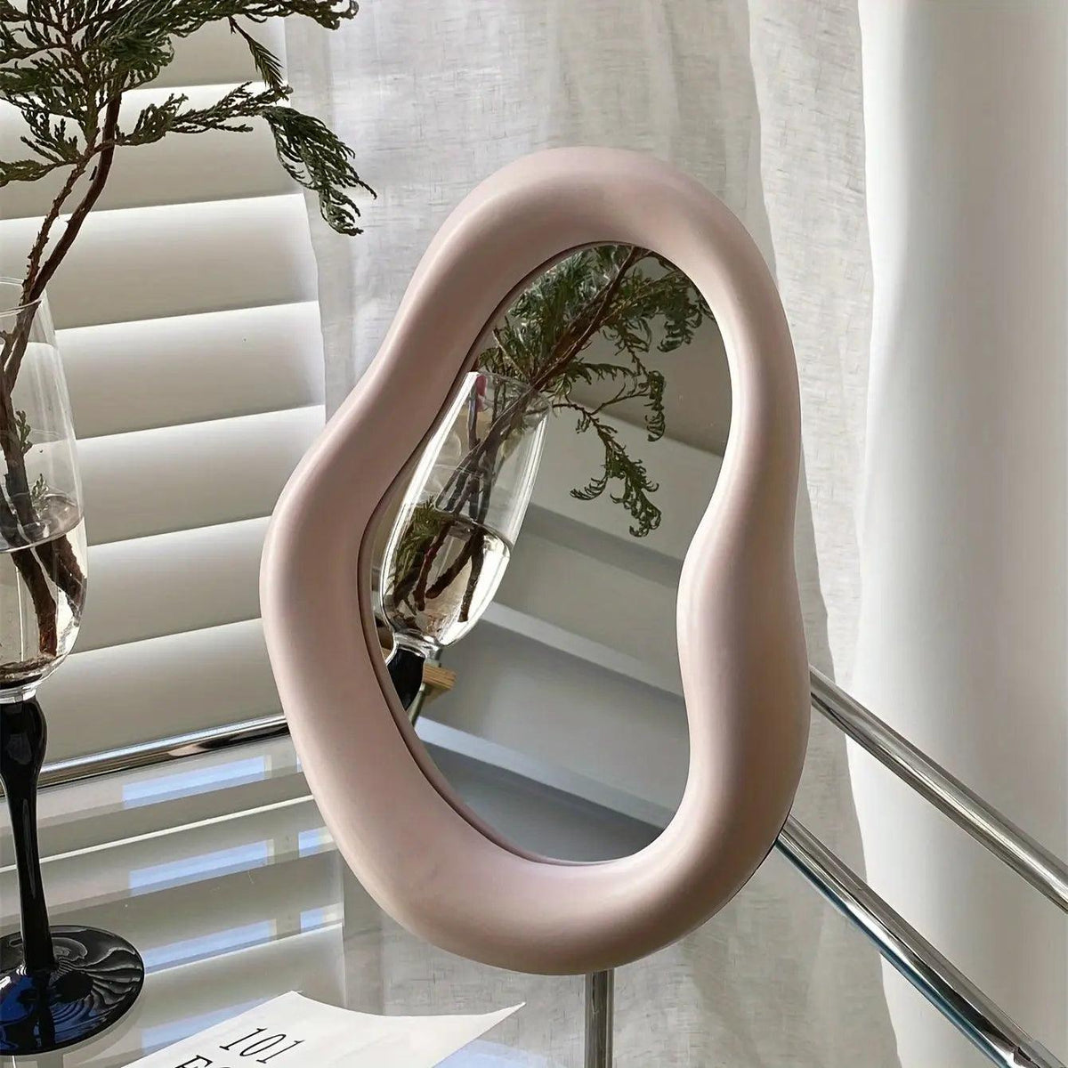 Wavy Decorative Wall Mirror with Curved Reflective Surface for Modern Homes | Artistic Statement Piece for Living Room, Bedroom, or | Thomler