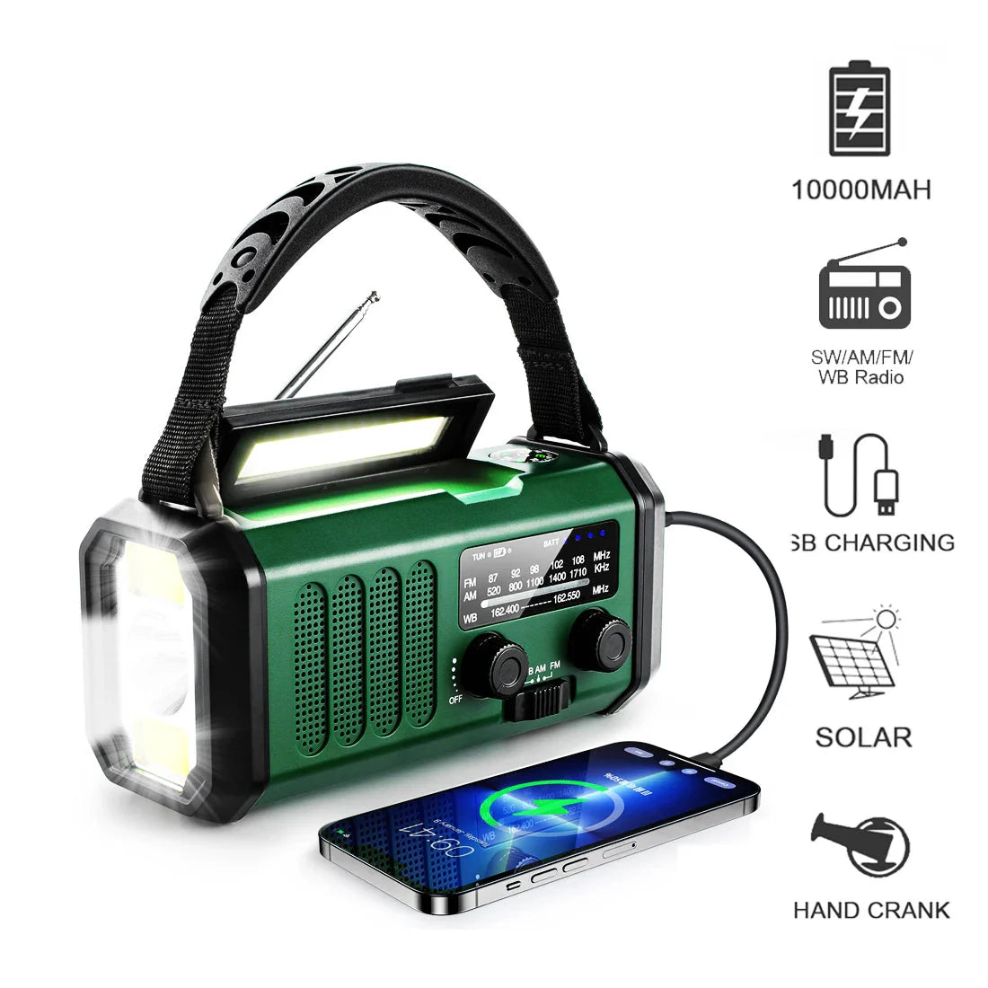 Navando | Draagbare noodradio met solar en handgenerator