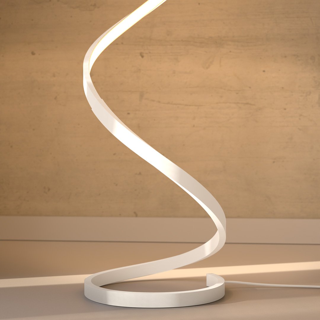Floor Lamp Aluminium Spiral 133.0 cm White Dimmable Bedroom Reading Modern LED Standing Light | Thomler