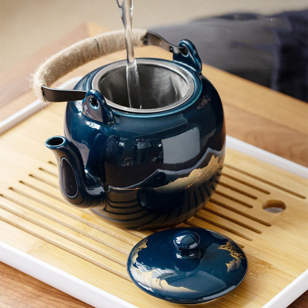 Tea Set Porcelain 820 ml Blue Gongfu Tea Ceremony Serving Tray Cups | Thomler
