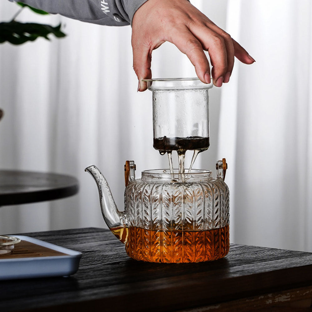 Glass Teapot Borosilicate 1.0 L Transparent Tea Infuser Loose Leaf Blooming Tea Serving Pot | Thomler