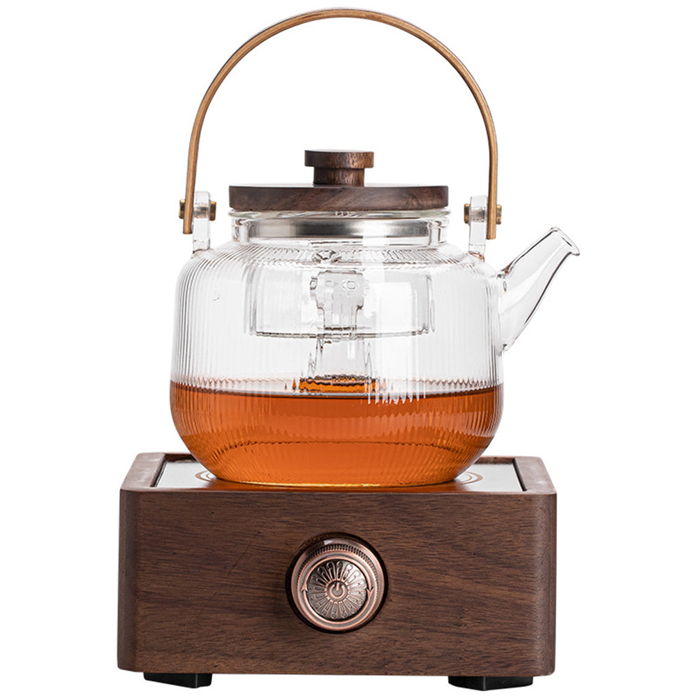 Tea Warmer Walnut Wood 17.8 cm Retro Hot Drink Heating Plate Coffee Teapot Beverage Warmer Adjustable Temperature | Thomler