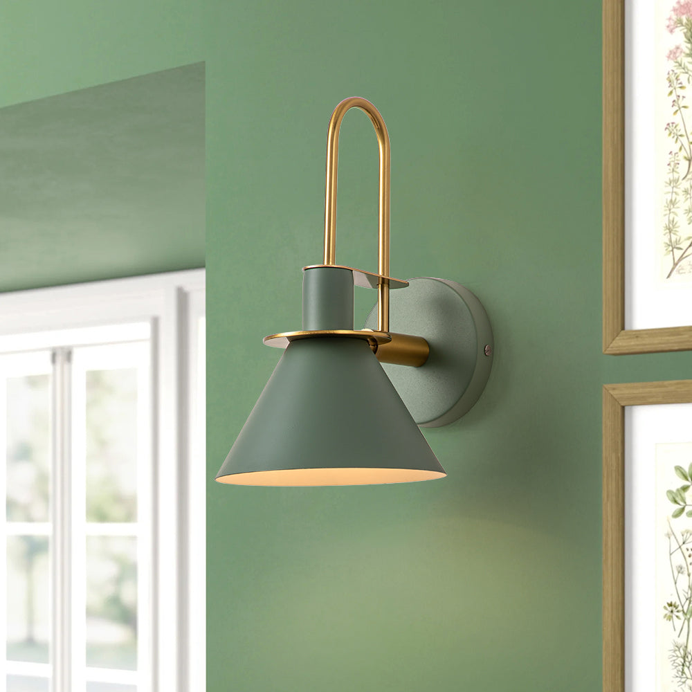 Wall Lamp Metal 31.0 cm Black Green White Brass Bedroom Hallway Mid Century Gooseneck Reading Light | Thomler