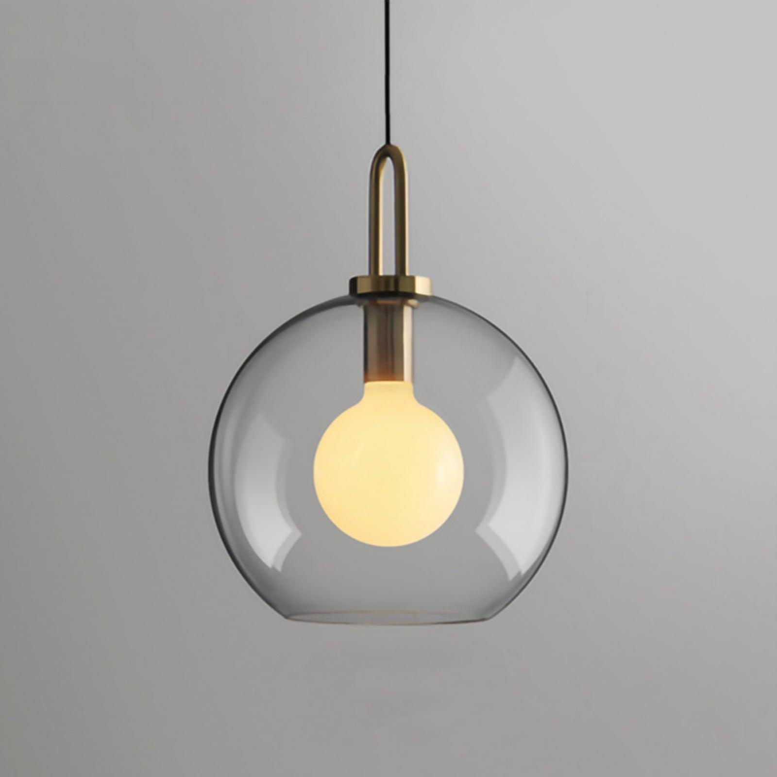 Pendant Light Glass Metal 11.8 in Hanging Living Room Bedroom Ceiling Adjustable Modern Minimalist Lighting Fixture | Thomler
