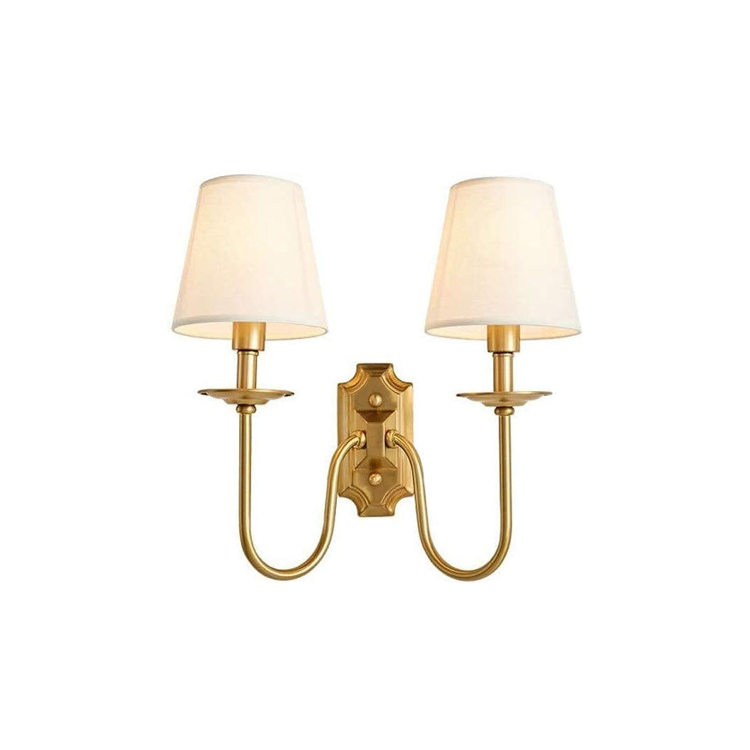 Wall Lamp Brass Dual Arm 53.8–107.6 sq ft White Bedroom Living Room Fabric Shade Classic Indoor Lighting | Thomler