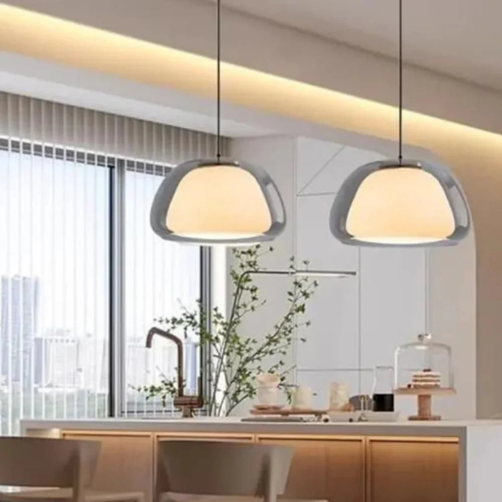 Pendant Light Glass Dome 9.8 in Adjustable Kitchen Dining Room Hanging Fixture Modern Multi-Light Setup | Thomler