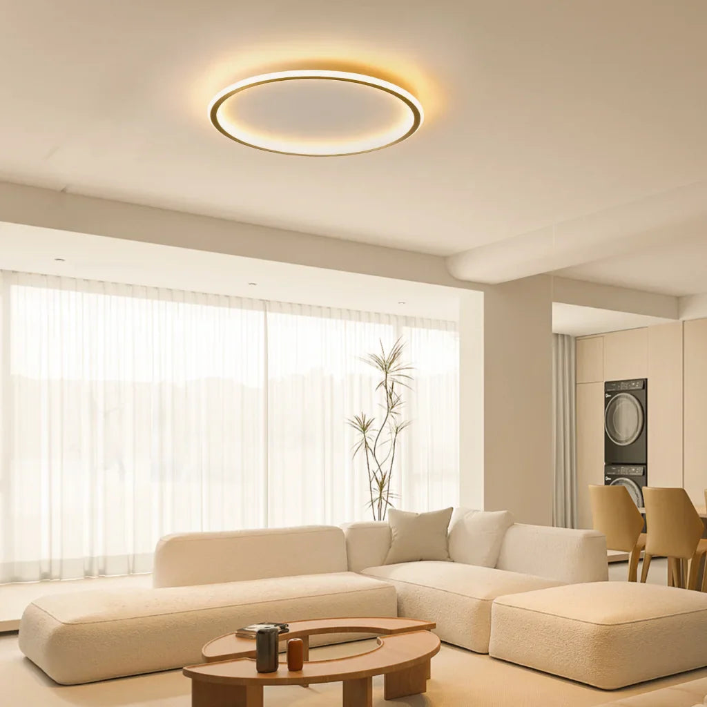 Ceiling Light Metal LED 12 in White Black Modern Living Room Bedroom Pendant Lamp Adjustable Color Temperatures | Thomler