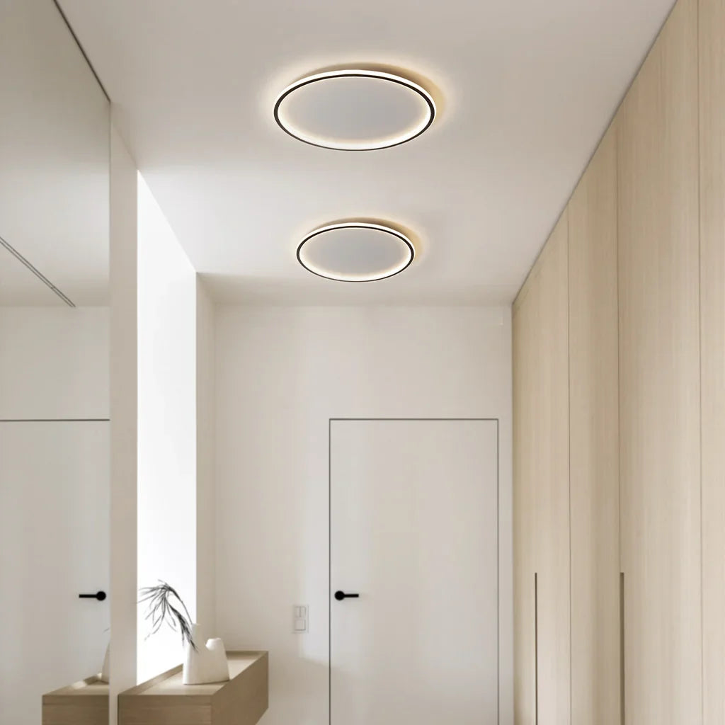 Ceiling Light Metal LED 12 in White Black Modern Living Room Bedroom Pendant Lamp Adjustable Color Temperatures | Thomler