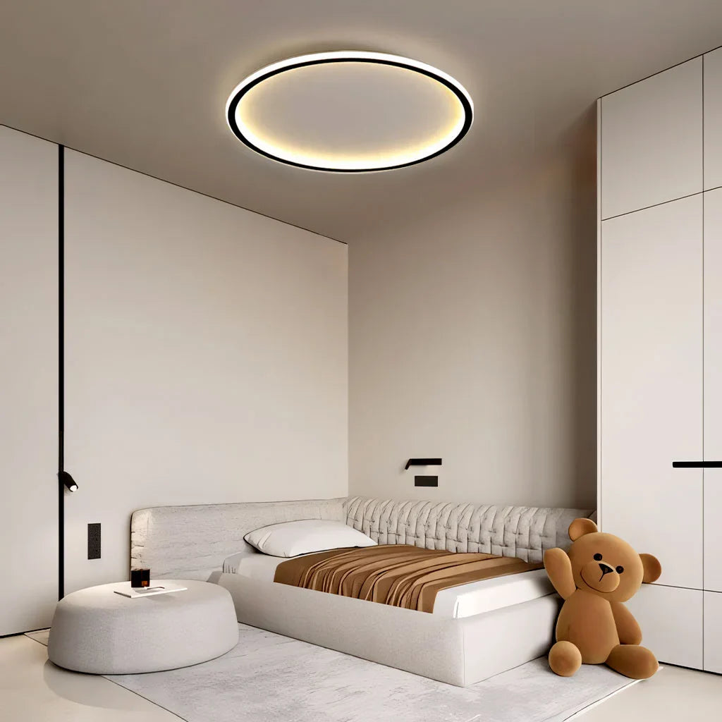 Ceiling Light Metal LED 12 in White Black Modern Living Room Bedroom Pendant Lamp Adjustable Color Temperatures | Thomler