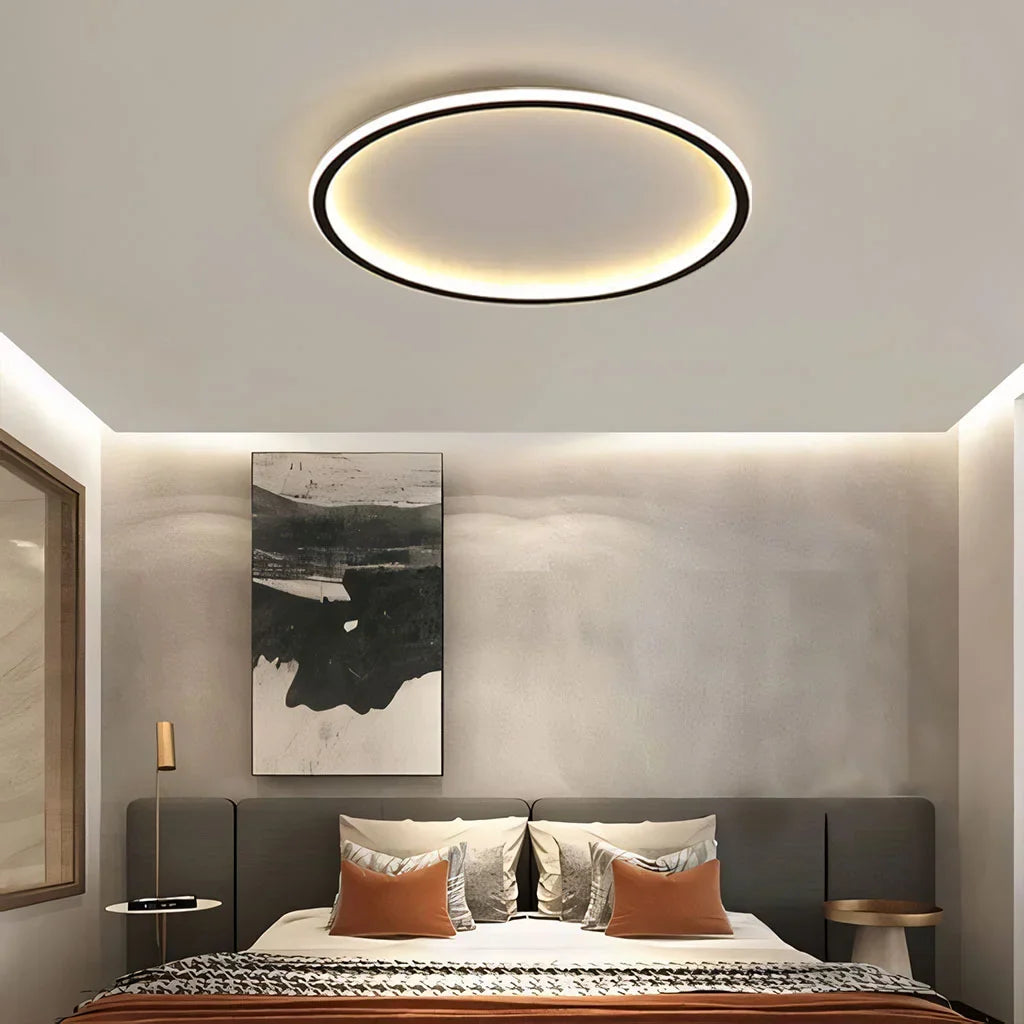 Ceiling Light Metal LED 12 in White Black Modern Living Room Bedroom Pendant Lamp Adjustable Color Temperatures | Thomler