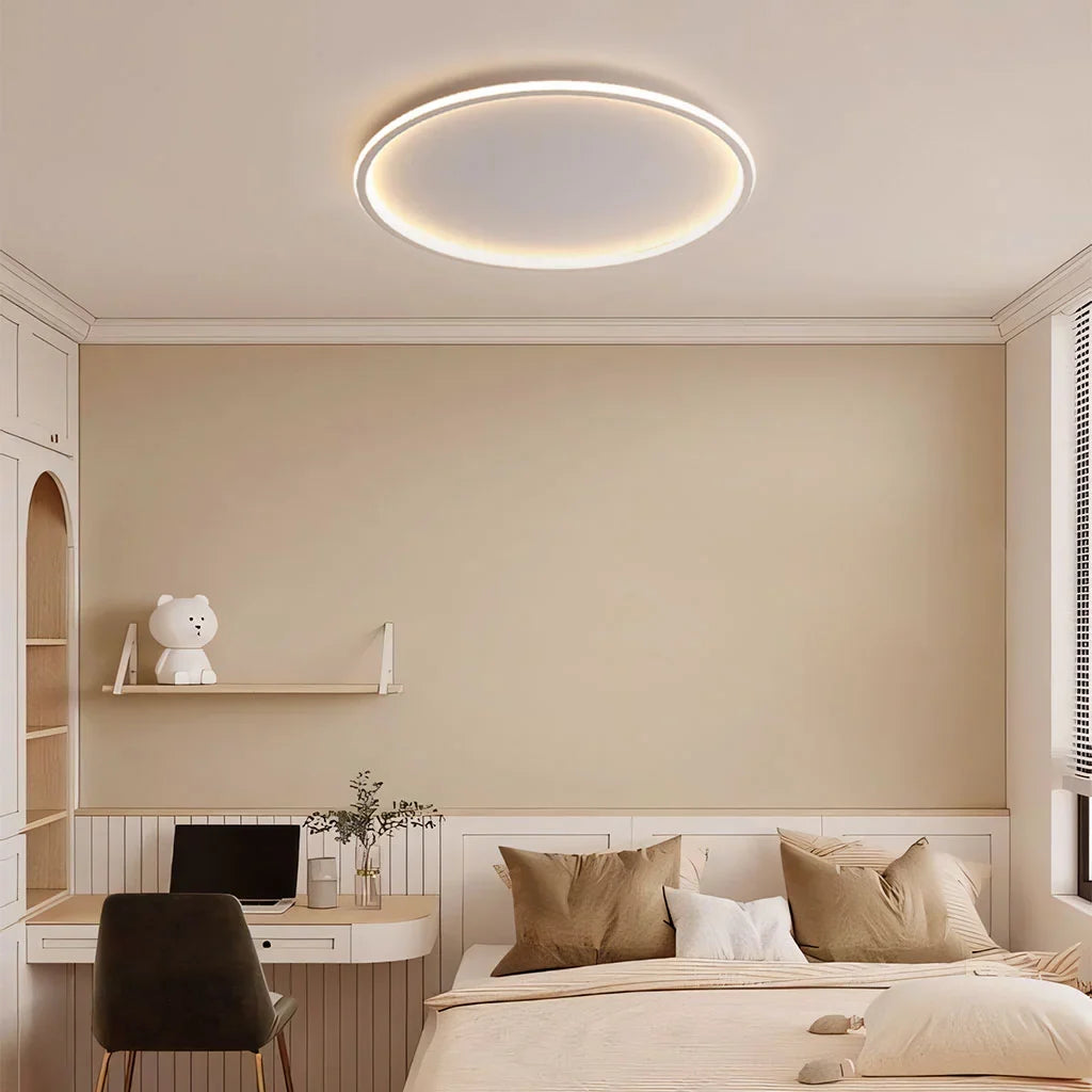 Ceiling Light Metal LED 12 in White Black Modern Living Room Bedroom Pendant Lamp Adjustable Color Temperatures | Thomler