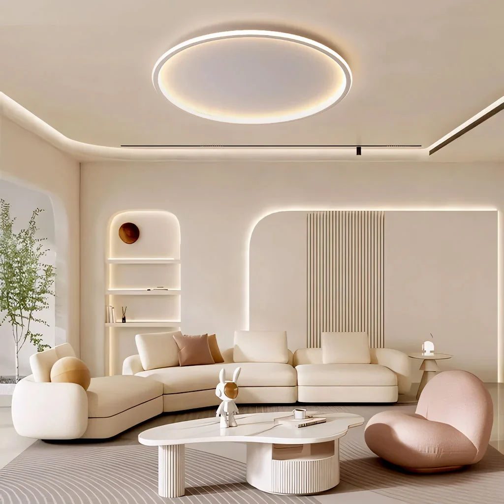 Ceiling Light Metal LED 12 in White Black Modern Living Room Bedroom Pendant Lamp Adjustable Color Temperatures | Thomler