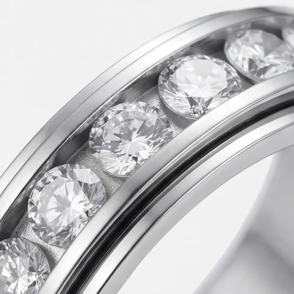 Drehring mit Zirkonia – Titanstahl, Drei Farben