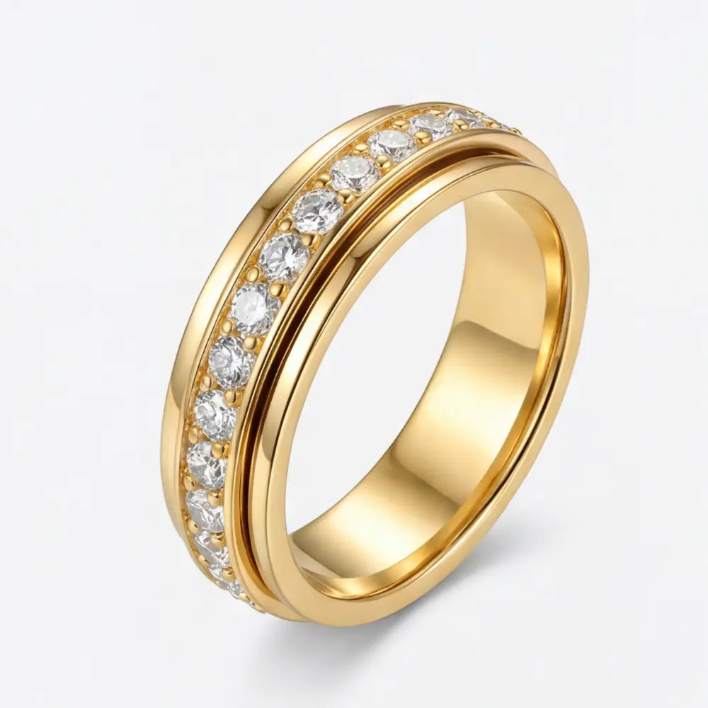 Drehring mit Zirkonia – Titanstahl, Drei Farben