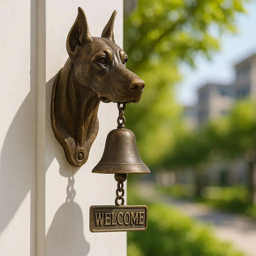 Cast Iron Dog Welcome Bell for Porch & Front Door – Rustic Bronze Finish | Thomler