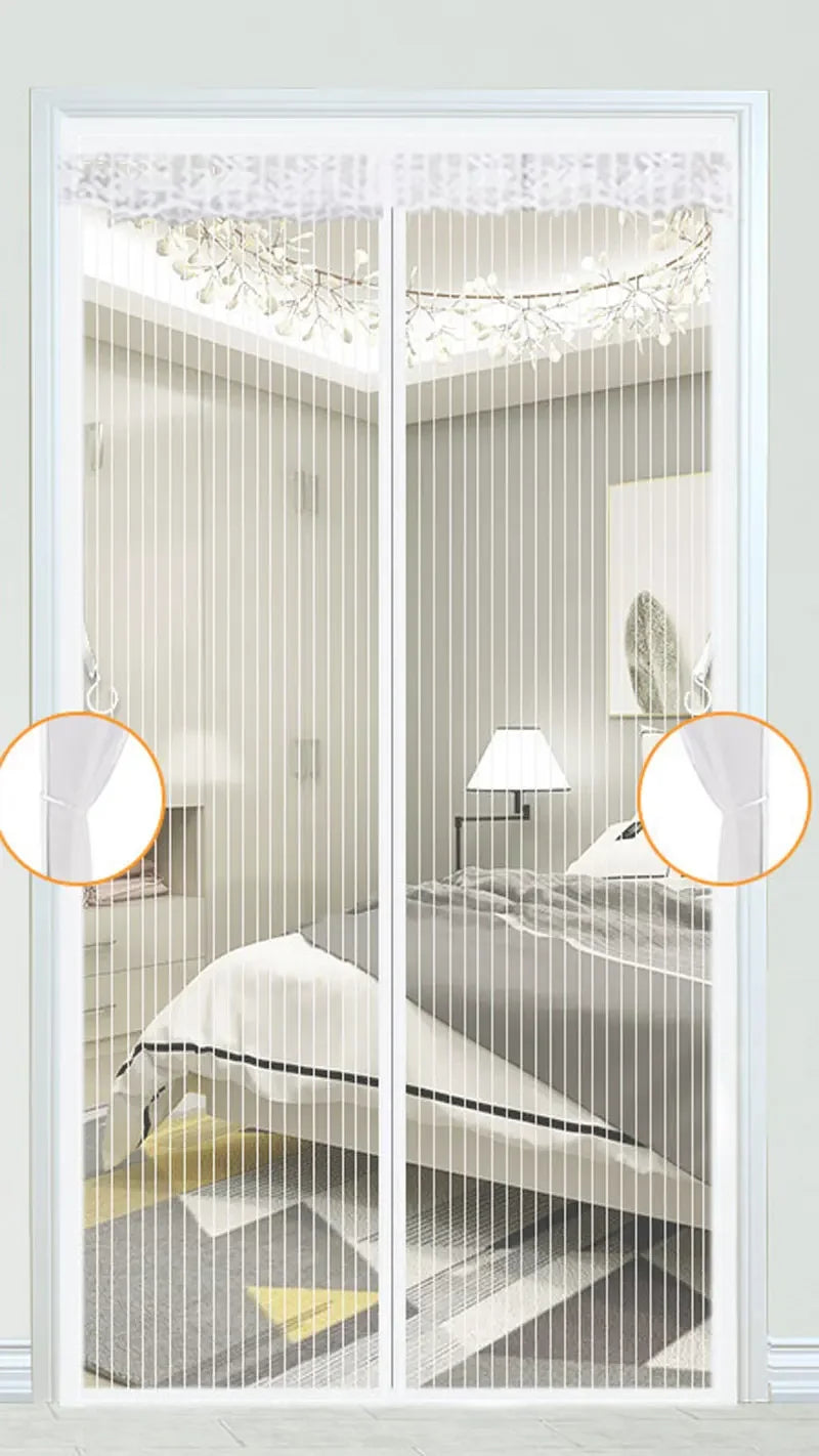 Magnetic Insect Screen Terylene 210.0 cm x 100.0 cm Black Hands Free Door Mesh Curtain For Kitchen Patio Entryway | Thomler