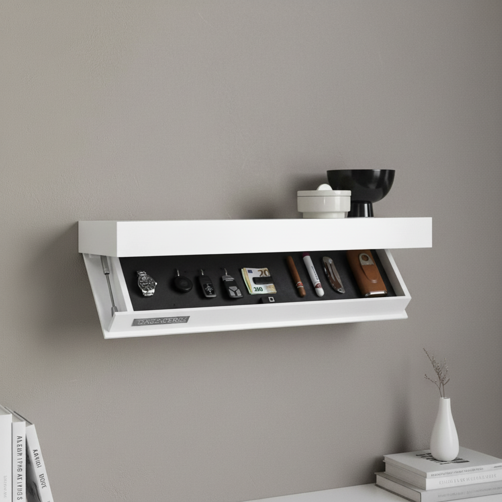 Wall-Mount Floating Shelf with Concealed Storage Compartment – Modern Organizer for Entryway, Kitchen & Home Office | Thomler