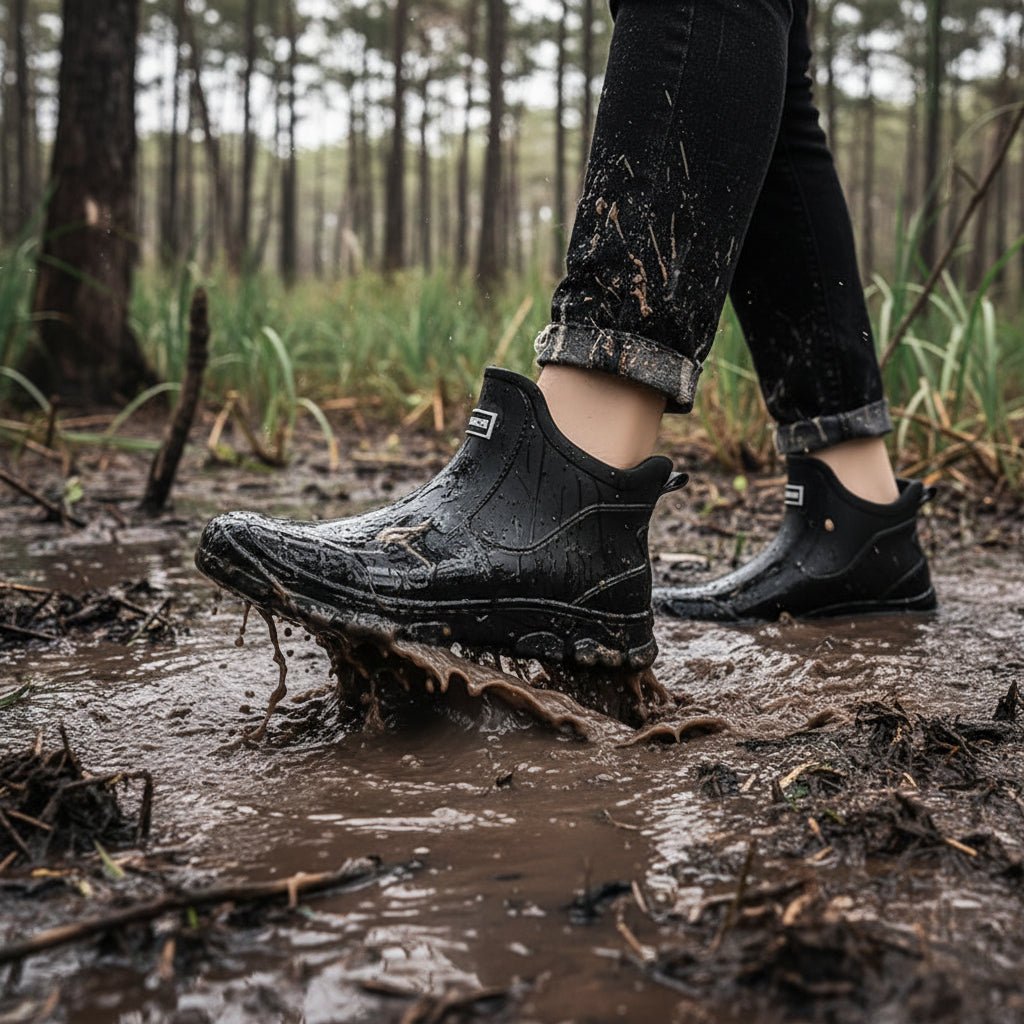 Waterproof Ankle Rain Boots with Slip-Resistant Tread for Mud, Camping & Fishing | Thomler