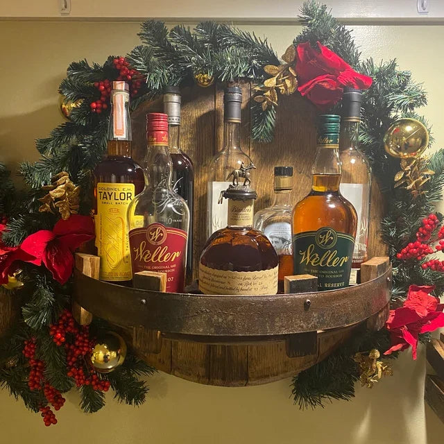Bottle Wall Rack Solid Wood 4 Bottle Brown Home Bar Kitchen Display Storage Organiser Rustic Decorative Shelf | Thomler