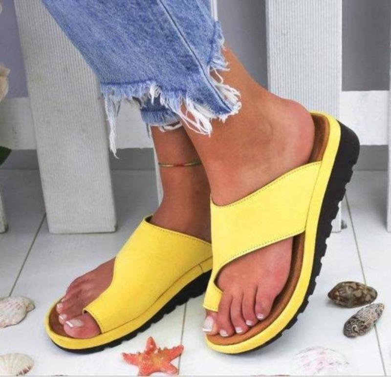 Women's Toe-Post Slip-On Sandals Foam Cushion Flat Comfort Footbed Faux Leather Open-Toe Summer Everyday | Thomler
