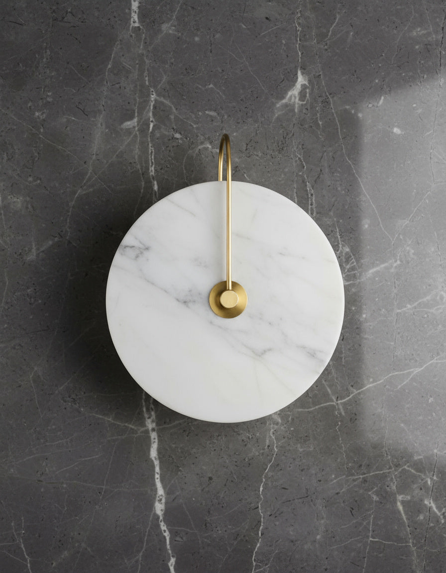 Circular Wall Sconce with Natural Stone & Energy-Efficient LED for Living Room, Bedroom, Hallway | Thomler