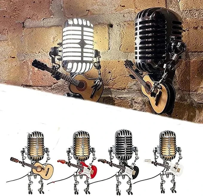 Articulated Metal Robot Desk Lamp with Miniature Guitar Accent for Music Rooms and Home Studios | Thomler