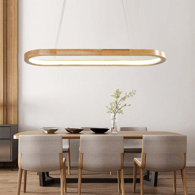 Hanging Ceiling Fixture with Natural Wood Finish & Acrylic Diffuser for Dining Rooms, Kitchen Islands & Living Spaces | Thomler