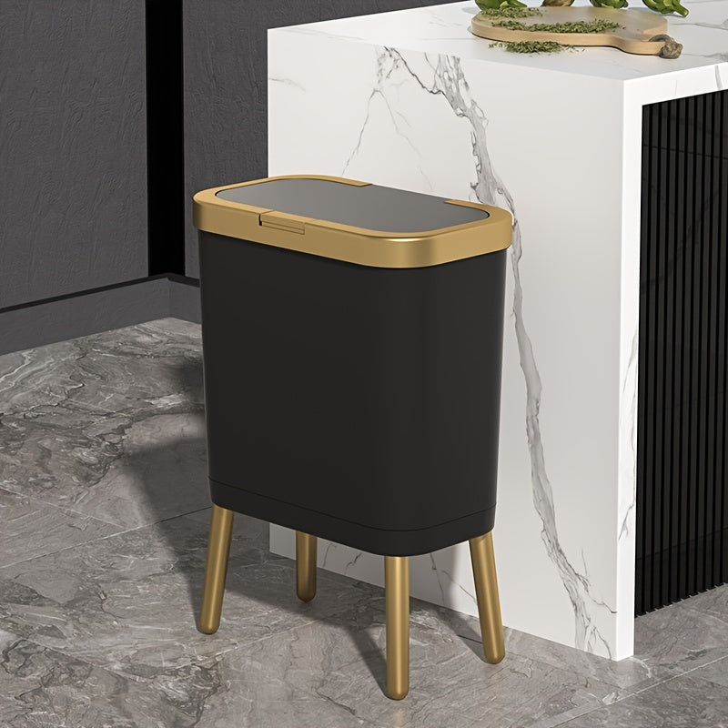 4-Gallon Pedestal Trash Can with Odor-Sealing Flip Lid – Slim Rectangular Waste Basket on Legs for Kitchen, Bathroom, Bedroom – Modern | Thomler