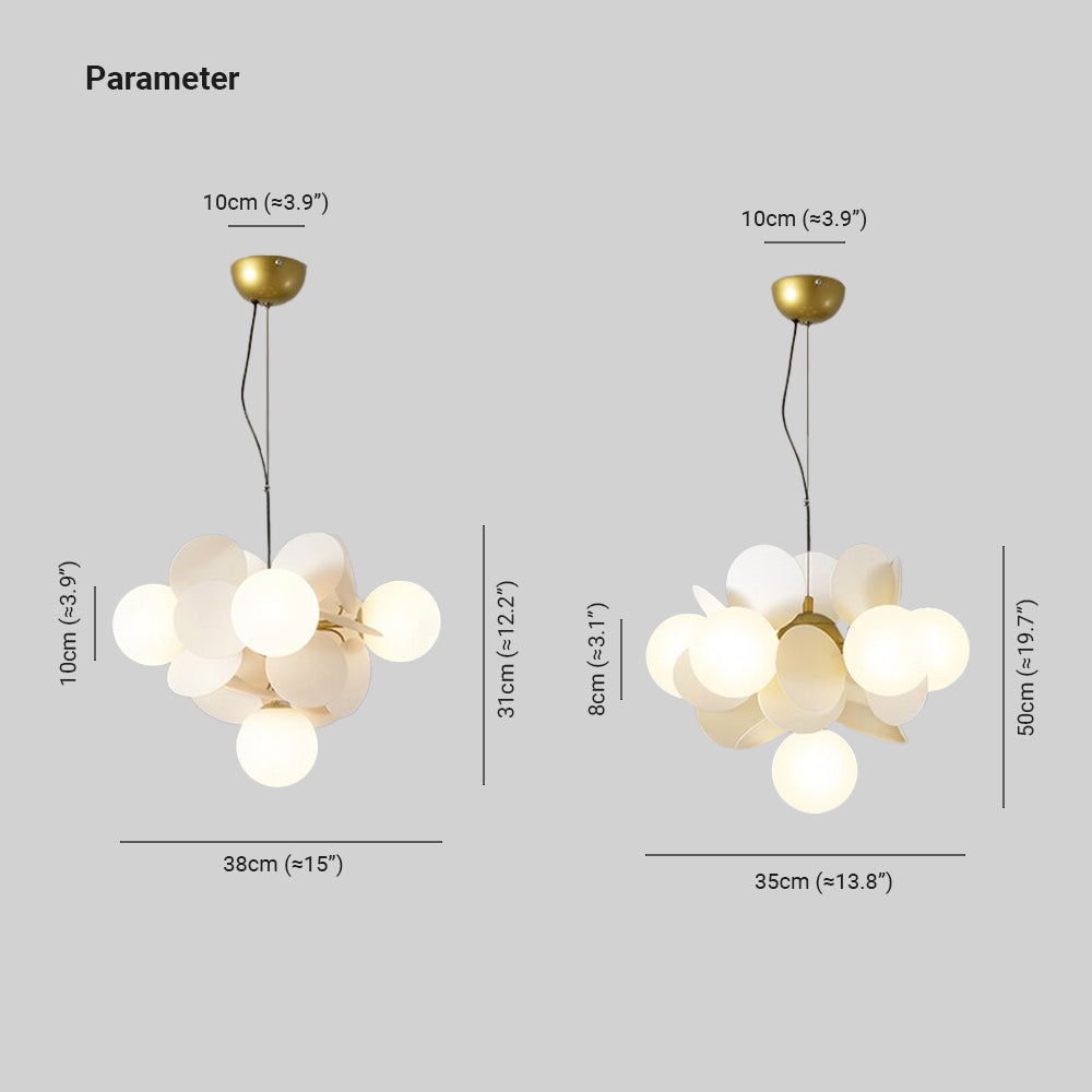 Glass Blossom Branch Ceiling Fixture with Adjustable LED Bulbs for Dining Room & Bedroom Lighting – Hardwired Modern Floral Chandelier | Thomler