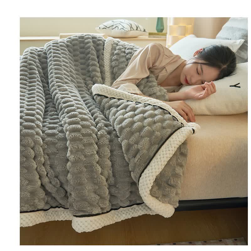 Reversible Plush Throw Blanket - Ultra Soft Coral Fleece - Queen & Full Size - Lightweight Polyester - Cozy Cover for Couch Sofa Bed | Thomler