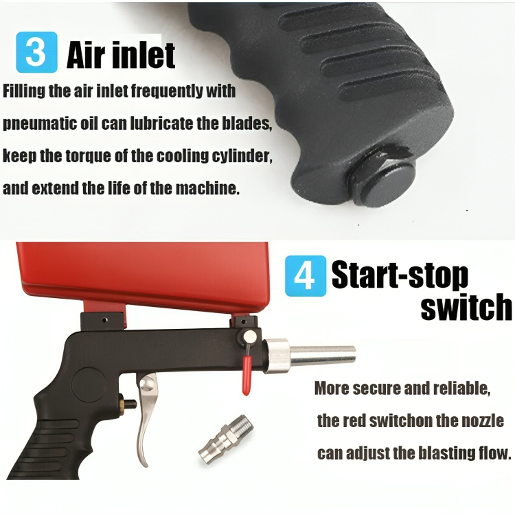 Pneumatic Sandblasting Gun Steel 6.5 mm Nozzle 632 g Metal Surface Cleaning Rust Paint Removal | Thomler