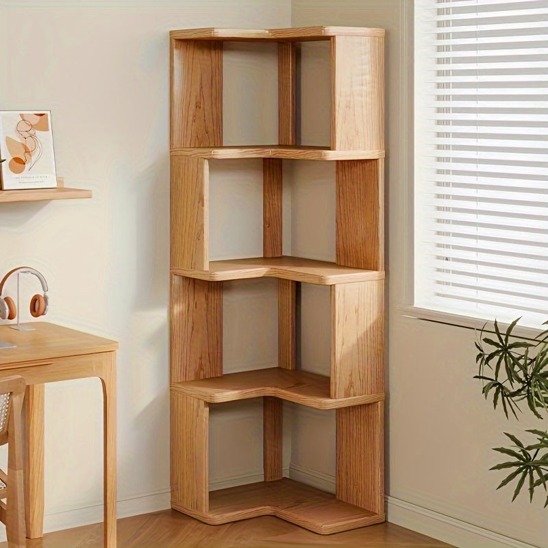 Solid Wood Corner Shelf Unit – Space-Saving Storage Organizer for Living Room, Bedroom & Home Office | Thomler