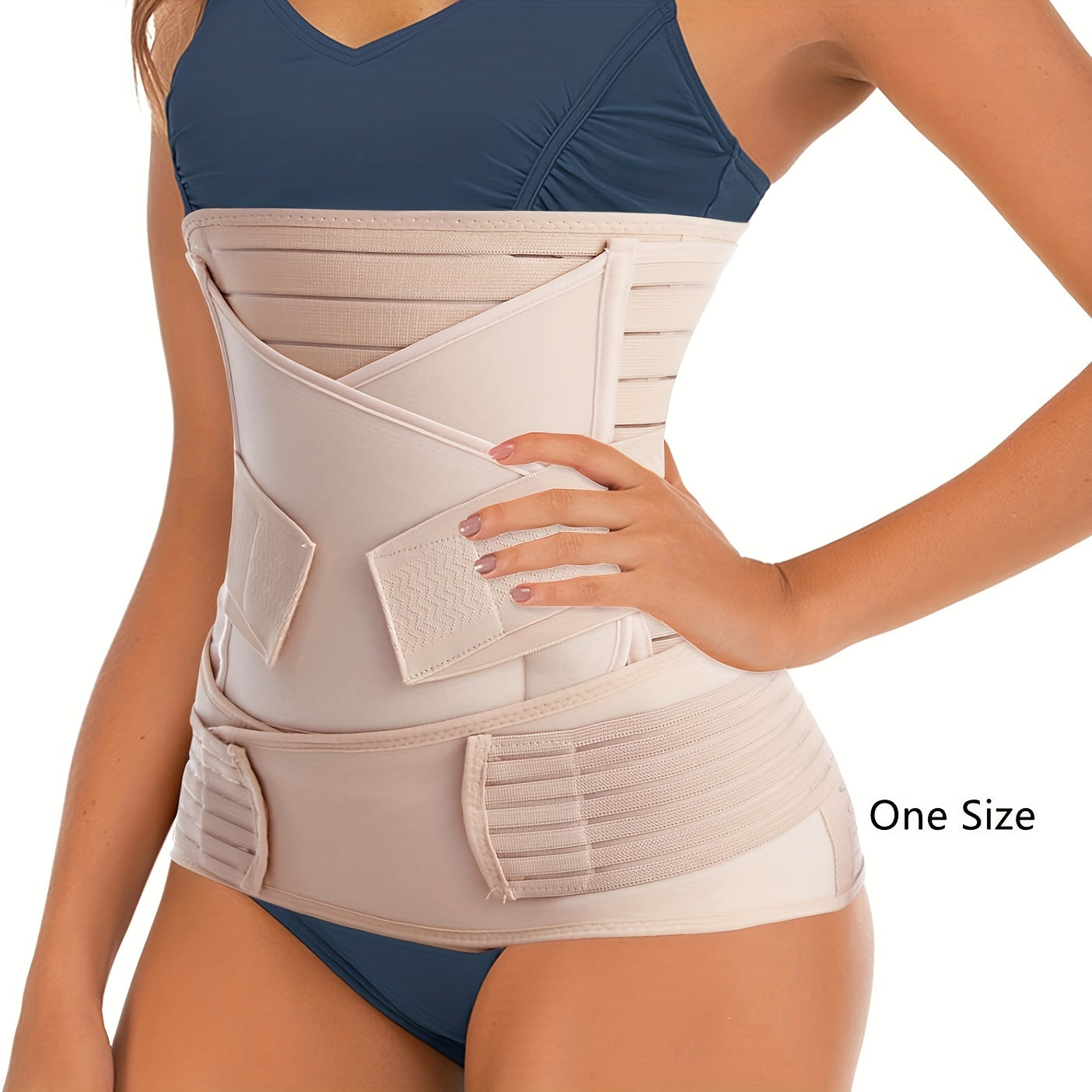 Postpartum Recovery Belly Wrap 3-Piece Support System for Abdomen Waist & Pelvis After Delivery Adjustable Compression Band for C-Section | Thomler