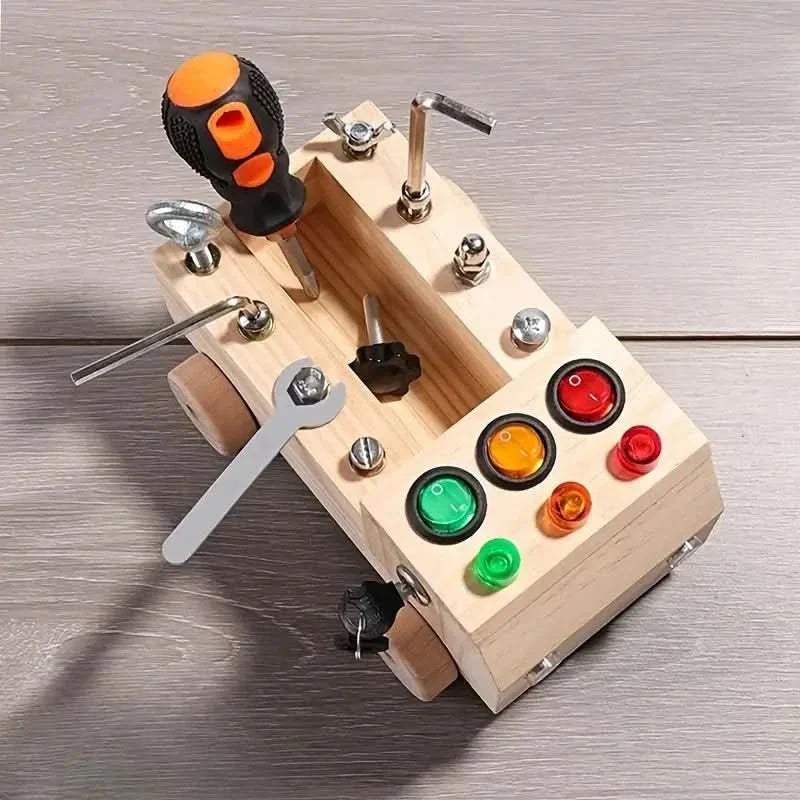 Busy Board Wooden LED Activity Toy Fine Motor Skills Independent Learning Montessori Sensory Play For Children | Thomler