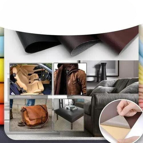Peel-and-Stick Leather Repair Patches for Furniture, Car Seats & Bags – Cut-to-Fit, Waterproof Vinyl Sheet 20×54 in | Thomler